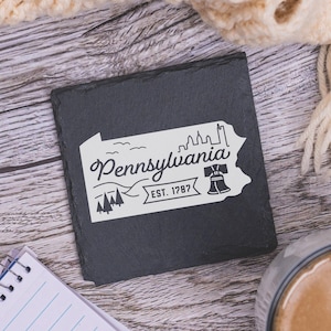 Pennsylvania State Coasters, Housewarming Gift, Custom Coaster, Pennsylvania Landmarks, Pennsylvania Gifts, Pennsylvania Home Gift, Coasters