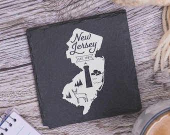 New Jersey State Coasters, Housewarming Gift, Custom Coaster, New Jersey Landmarks, New Jersey Souvenir, New Jersey Home Gift, Home Coasters