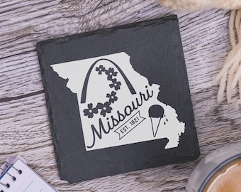Missouri State Coasters, Housewarming Gift, Custom Stone Coaster, Missouri Landmarks, Missouri Souvenir, Missouri Home Gift, Home Coasters