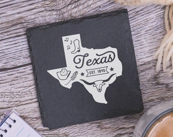 Texas State Coasters, Housewarming Gift, Custom Stone Coaster, Texas Landmarks, Texas Souvenir, Texas Home Gift, Home Coasters