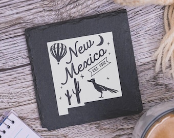 New Mexico State Coasters, Housewarming Gift, Custom Coaster, New Mexico Landmarks, New Mexico Souvenir, New Mexico Home Gift, Home Coasters