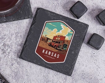 Kansas Souvenir, Custom Stone Coaster, Kansas State Gift, Housewarming Gift, Kansas Home State, Home Coasters, Kansas Decor