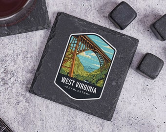 West Virginia Slate Coaster, State Souvenir, West Virginia Home State, Custom Slate Coaster, Home State Coaster, West Virginia Home Decor