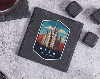 Utah Home State, Home State Coasters, Utah Souvenir, Housewarming Gift, Utah Home Decor, Custom Stone Coaster, Utah Slate Coaster