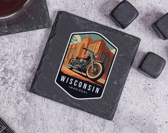 Wisconsin Home State, Custom Slate Coaster, Wisconsin Slate Coaster, State Souvenir, Wisconsin Home Decor, Home State Coaster