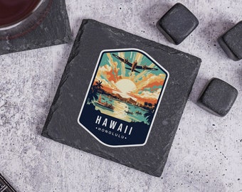 Hawaii State Gift, Hawaii Souvenir, Custom Stone Coaster, Housewarming Gift, Home Coasters, Hawaii Decor, Hawaii Home State