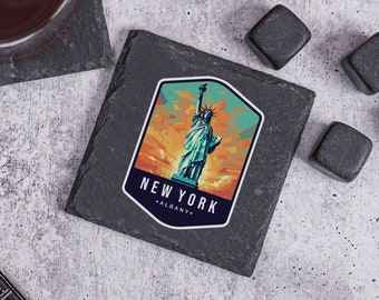 New York Decor, Custom Stone Coaster, New York Home State, Home Coasters, Housewarming Gift, New York State Gift, New York Souvenir