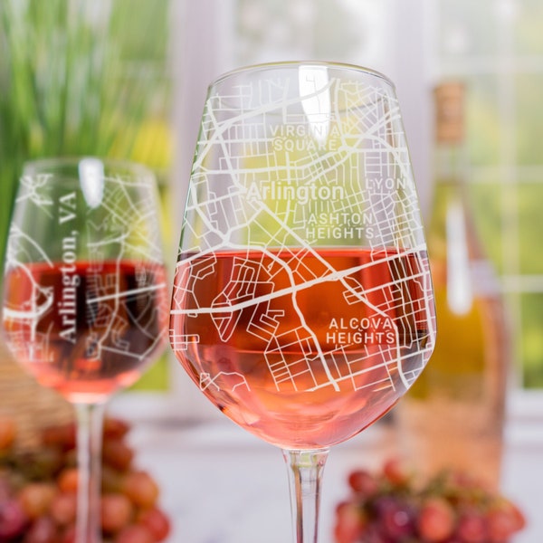 Arlington Map Glass Etsy