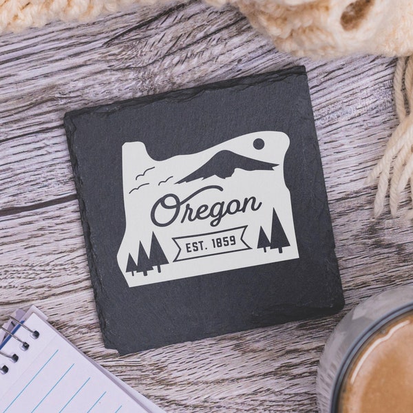 Oregon State Coasters, Housewarming Gift, Custom Stone Coaster, Oregon Landmarks, Oregon Souvenir, Oregon Home Gift, Home Coasters