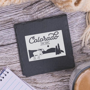 Colorado State Coasters, Housewarming Gift, Custom Stone Coaster, Colorado Landmarks, Colorado Souvenir, Colorado Home Gift, Home Coasters