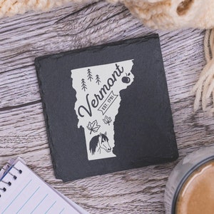 Vermont State Coasters, Housewarming Gift, Custom Stone Coaster, Vermont Landmarks, Vermont Souvenir, AVermont Home Gift, Home Coasters