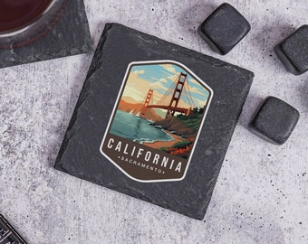 California State Coasters, California Gift, California Decor, Custom Stone Coaster, Home Coasters, Housewarming Gift, California Souvenir
