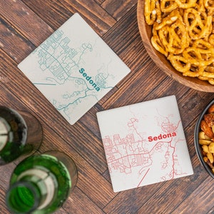 Sedona AZ Coasters in Custom Colors – Arizona Home Decor, AZ Gift, Travel Keepsake, Ceramic Coaster Set, Housewarming Gift