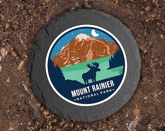 Mount Rainier National Park Coasters, Adventure Awaits, Perfect Gift for Outdoors Enthusiasts and those with a Passion for Nature