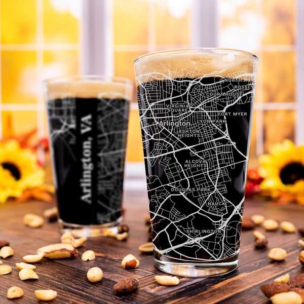 Arlington Map Glass Etsy