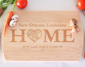 New Orleans Cutting Board, Louisiana Gift, Real Estate Closing, Housewarming, New Orleans Gift, Neighbor Gift, City Map, City Art, New Home