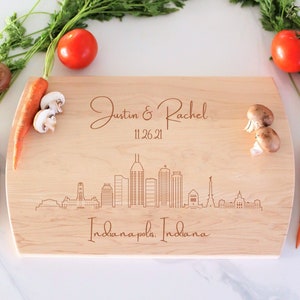 Indianapolis Skyline Personalized Cutting Board, Custom Charcuterie, Wedding Gift, Indianapolis Cityscape, Engagement Gift, Cheese Board