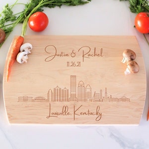 Louisville Skyline Personalized Cutting Board, Custom Charcuterie, Wedding Gift, Louisville Cityscape, Engagement Gift, Cheese Board