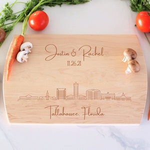 Tallahassee Skyline Personalized Cutting Board, Custom Charcuterie, Wedding Gift, Tallahassee Cityscape, Engagement Gift, Cheese Board