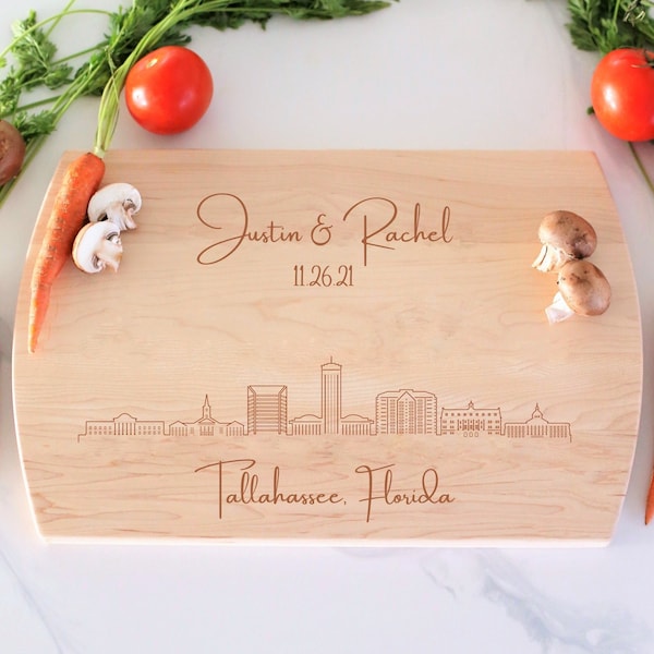 Tallahassee Skyline Personalized Cutting Board, Custom Charcuterie, Wedding Gift, Tallahassee Cityscape, Engagement Gift, Cheese Board