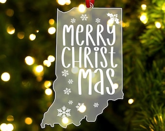 Indiana Christmas Ornament, Indiana State Gift, Indiana Gifts, Indiana Decor, Christmas Tree Ornament, Home Ornament, Indiana Christmas