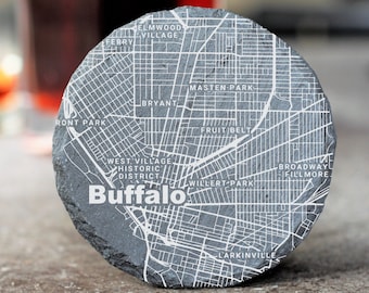 Buffalo NY Street Coasters, Buffalo Decor, Housewarming, Buffalo NY Gift, Slate Coaster Set, Realtor Closing, Buffalo Art, Buffalo NY Home