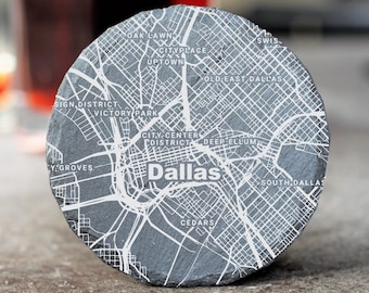 Dallas City Map Coasters, Dallas Decor, Housewarming, Dallas TX Gift, Coaster Set, Realtor Closing, Dallas Housewarming, Dallas Texas Gift