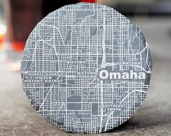 Omaha City Map Coasters, Omaha Decor, Housewarming, Omaha Gift, Coaster Set, Realtor Closing, Omaha Art, Nebraska New Home Gift