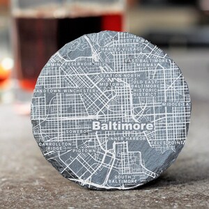 Baltimore Street Map Coasters, Baltimore Decor, Housewarming, Baltimore Gift, Coaster Set, Realtor Closing, Baltimore Art, Baltimore MD Art