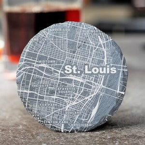 Saint Louis City Map Coasters, St Louis Decor, Housewarming, St Louis Gift, Coaster Set, Realtor Closing, St Louis Art, Missouri Home Gift