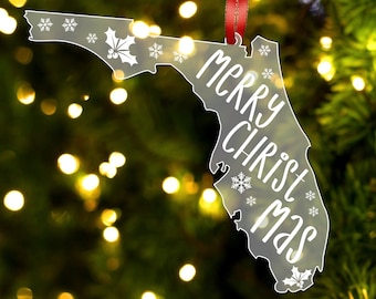 Florida Christmas Ornament, Florida State Gift, Florida Gifts, Florida Decor, Christmas Tree Ornament, Home Ornament, Florida Christmas