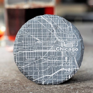 Chicago Map Coasters, Chicago Decor, Housewarming, Chicago Gift, Coaster Set, Realtor Closing, Chicago Art, Chicago Illinois, City Streets