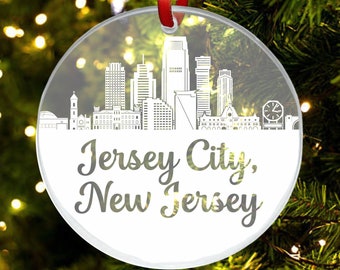 Jersey City Skyline Ornament, Jersey City NJ Gift, New City, Cityscape Christmas Ornament, New Home, First Apartment Ornament, Housewarming