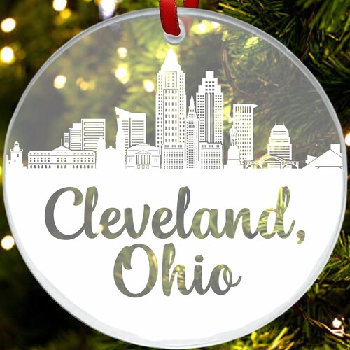 Cleveland Skyline Christmas Ornament Cleveland Ohio Etsy