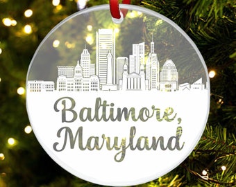 Baltimore Skyline Ornament, Baltimore Maryland Ornament, New City Gift, Cityscape Christmas Ornament, New Home, First Apartment Ornament