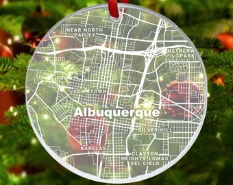 Albuquerque Map Ornament, Albuquerque NM, New City, Albuquerque Christmas Ornament, New Home, Moving Away, Albuquerque City Streets