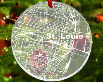 St Louis Map Ornament, St Louis MO Gift, New City, St Louis Christmas Ornament, New Home, Moving Away, St Louis City Streets, St Louis Decor