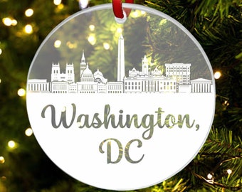 Washington DC Skyline Ornament, Washington DC Gift, New City, Cityscape Christmas Ornament, New Home, First Apartment Ornament, Housewarming