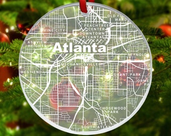 Atlanta Map Ornament, Atlanta GA Gift, New City, Atlanta Christmas Ornament, New Home, Moving Away, Atlanta City Streets, Atlanta Decor