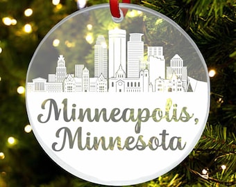 Minneapolis Skyline Ornament, Minneapolis Minnesota Gift, New City, Cityscape Ornament, New Home, First Apartment Ornament, Housewarming