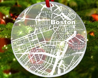 Boston Map Ornament, Boston MA Gift, New City, Boston Christmas Ornament, New Home, Moving Away, Boston City Streets, Boston Decor
