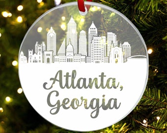 Atlanta Skyline Ornament, Atlanta Georgia Ornament, New City Gift, Cityscape Christmas Ornament, New Home, First Apartment Ornament, Custom