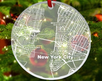 New York City Map Ornament, New York City NY Gift, New York City Christmas Ornament, New Home, Moving Away, New York City Streets, NYC Decor