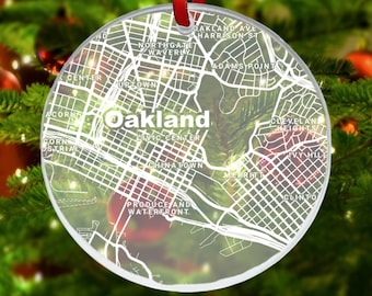 Oakland Map Ornament, Oakland CA Gift, New City, Oakland Christmas Ornament, New Home, Moving Away, Oakland Street Map, California Gift