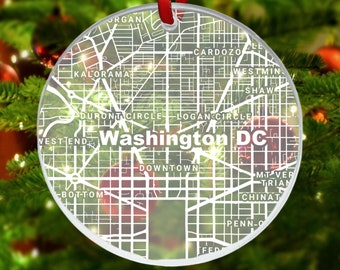 Washington DC Map Ornament, Washington DC Gift, New City, Washington DC Christmas Ornament, New Home, Moving Away, District of Columbia