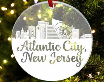 Atlantic City Skyline Ornament, Atlantic City NJ Gift, New City, Cityscape Ornament, New Home, First Apartment Ornament, Housewarming