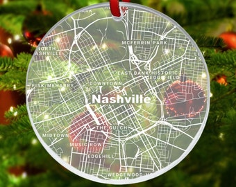 Nashville Map Ornament, Nashville TN Gift, New City, Nashville Christmas Ornament, New Home, Moving Away, Nashville City Streets