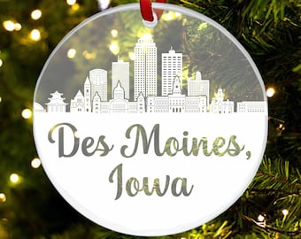 Des Moines Skyline Ornament, Des Moines Iowa Gift, New City, Cityscape Ornament, New Home, First Apartment Ornament, Housewarming, Souvenir