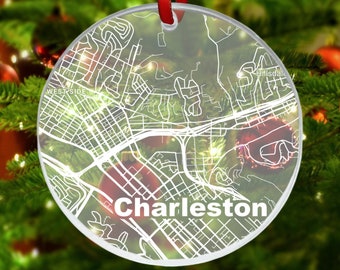 Charleston WV Street Map Ornament, Charleston WV Christmas Ornament, New Home, Moving Away, Charleston City Streets, Charleston WV Map Decor