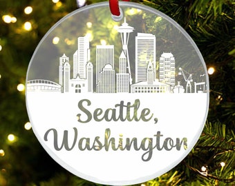 Seattle Skyline Ornament, Seattle Washington Gift, New City, Cityscape Christmas Ornament, New Home, First Apartment Ornament, Housewarming
